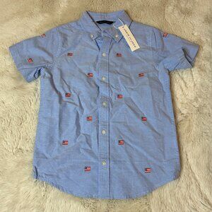 NEW - Janie and Jack Boys' Embroidered Americana Flag Icon Shirt - Size 7